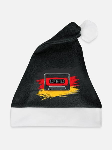 80er Mixtape Kassetten Look - Weihnachtsmütze - Schwarz/Weiß - Vorne