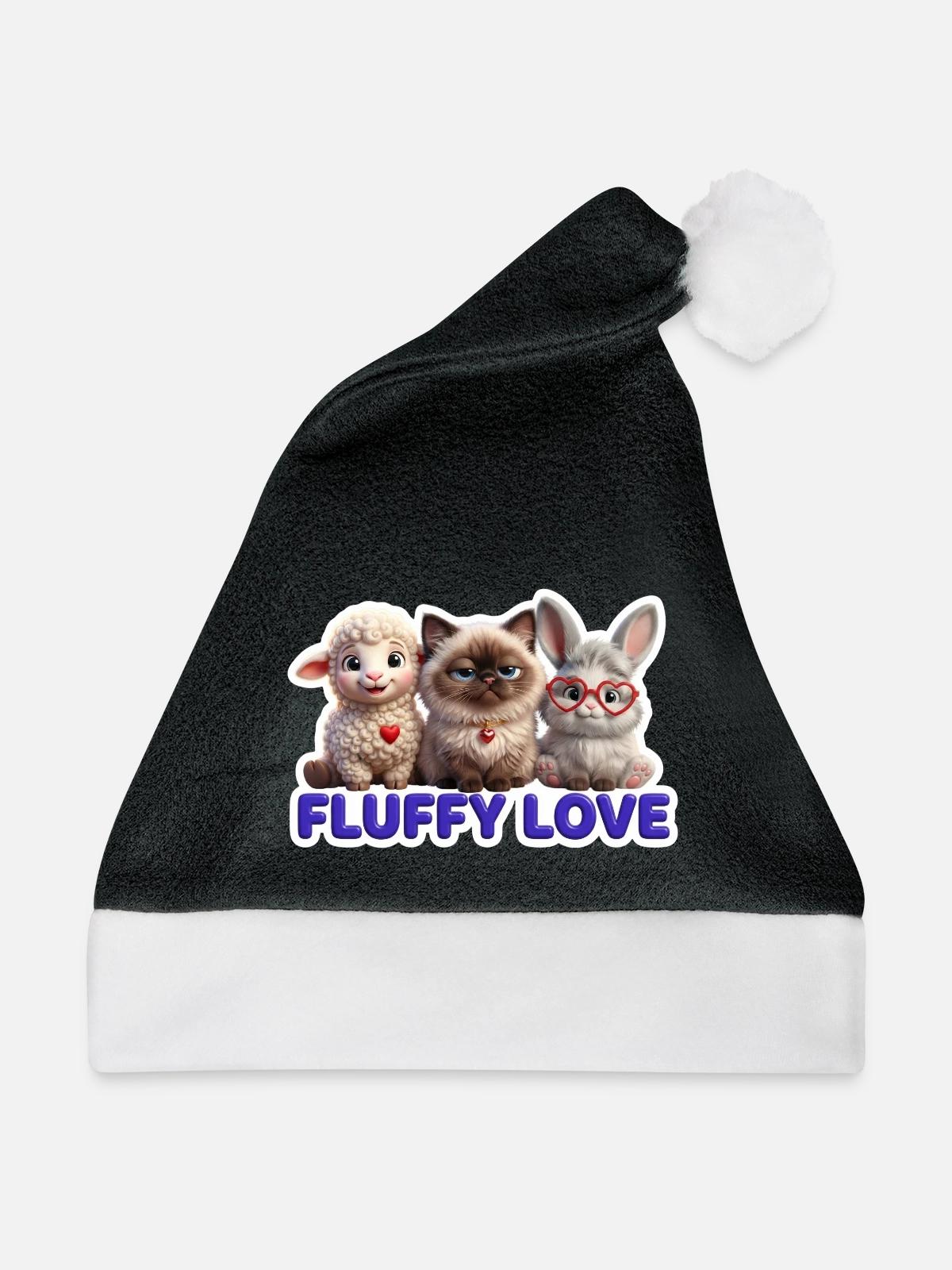 Fluffy Liebe Trio - Weihnachtsmütze - Schwarz/Weiß - Vorne