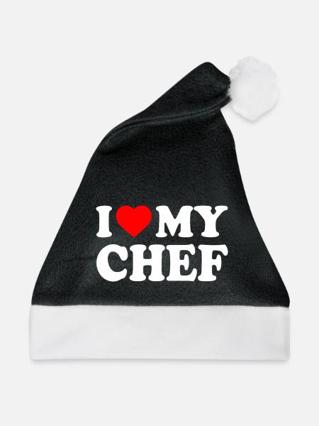 I love my chef - Weihnachtsmütze - Schwarz/Weiß - Vorne