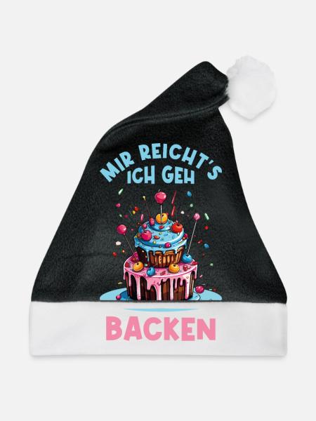 Backen Bäckerin Backkönigin Backfee Torte Kuchen - Weihnachtsmütze - Schwarz/Weiß