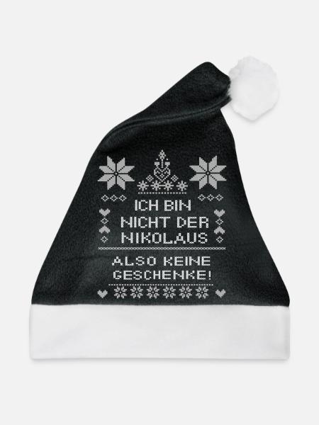 Nikolaus - Weihnachtsmütze - Schwarz/Weiß - Vorne