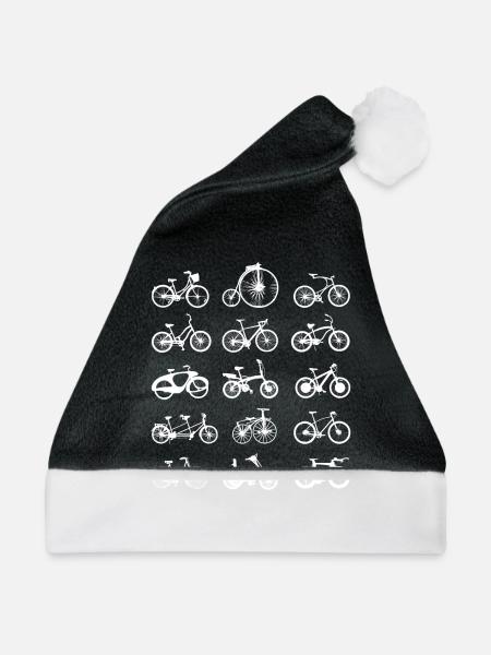 Fahrrad rad räder radl - Weihnachtsmütze - Schwarz/Weiß - Vorne