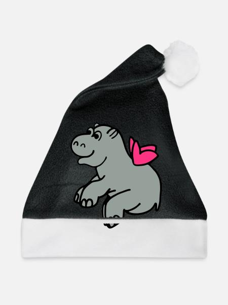 Fliegendes Nilpferd - Weihnachtsmütze - Schwarz/Weiß - Vorne