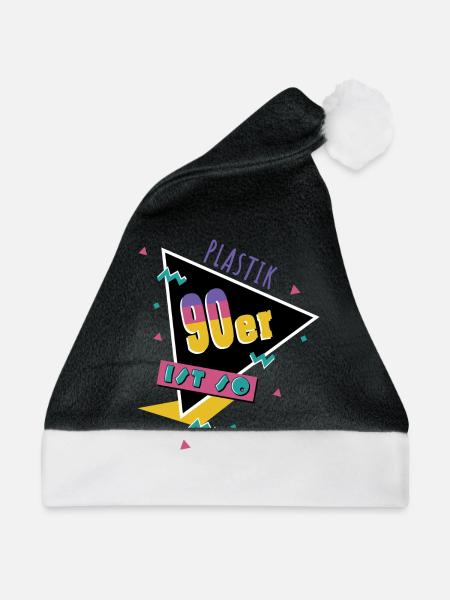 Plastik ist so 90er - Weihnachtsmütze - Schwarz/Weiß - Vorne