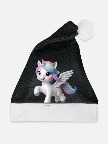 Einhorn 2 - Weihnachtsmütze - Schwarz/Weiß