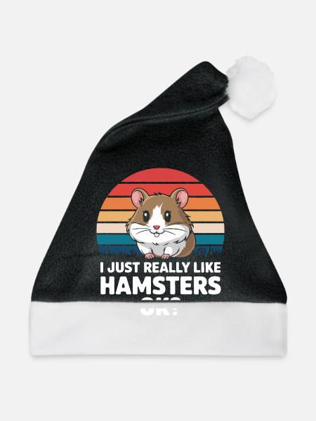 Hamster - Weihnachtsmütze - Schwarz/Weiß - Vorne