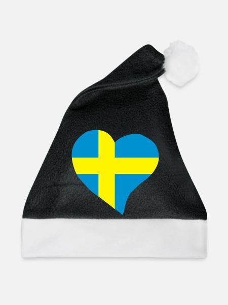 Schwedische Herz - Weihnachtsmütze - Schwarz/Weiß