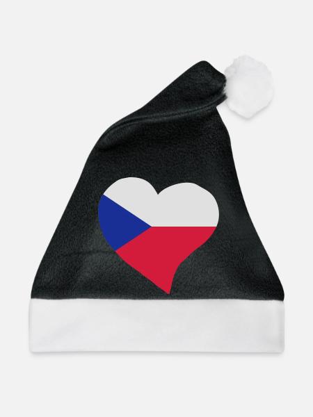 Tschechische Herz - Weihnachtsmütze - Schwarz/Weiß - Vorne