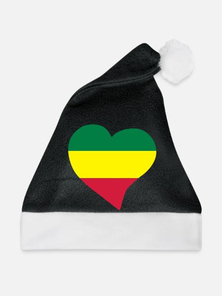 Rasta Herz - Weihnachtsmütze - Schwarz/Weiß
