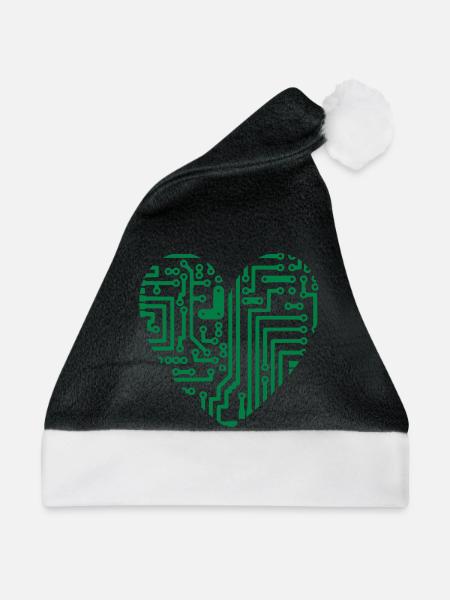 Computer-Herz - Weihnachtsmütze - Schwarz/Weiß