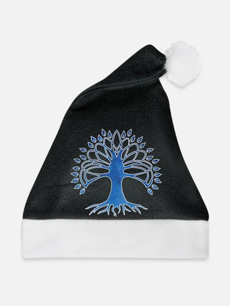 Lebensbaum und Sternenhimmel - Weihnachtsmütze - Schwarz/Weiß - Vorne