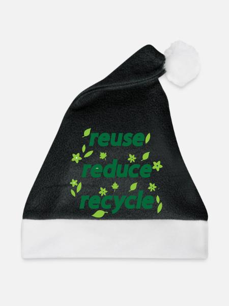 Reduzieren, Wiederverwenden, Recyceln - Weihnachtsmütze - Schwarz/Weiß