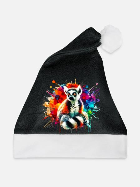 Lemur - Weihnachtsmütze - Schwarz/Weiß