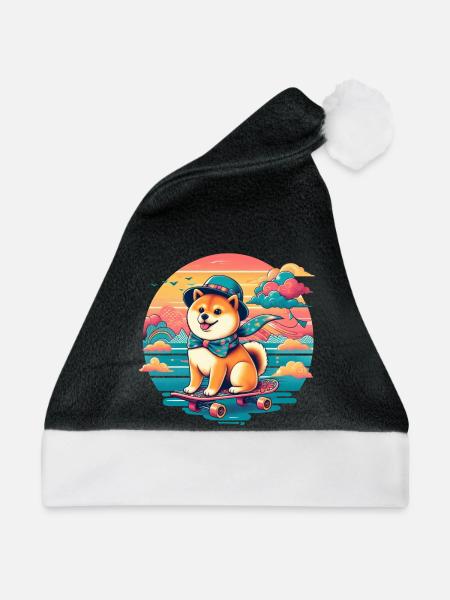 Shiba Inu - Weihnachtsmütze - Schwarz/Weiß