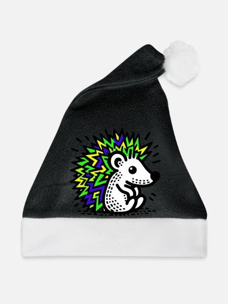 Igel - Weihnachtsmütze - Schwarz/Weiß