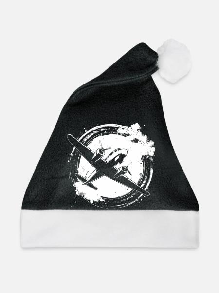 Flugzeug Skizze - Weihnachtsmütze - Schwarz/Weiß