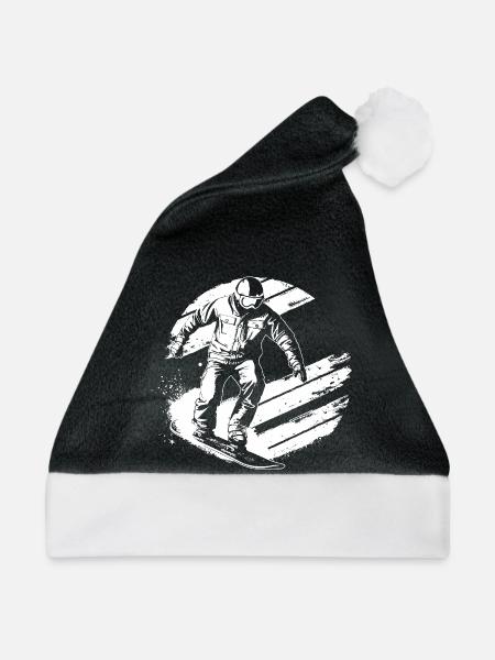 Snowboarder Zeichnung - Weihnachtsmütze - Schwarz/Weiß