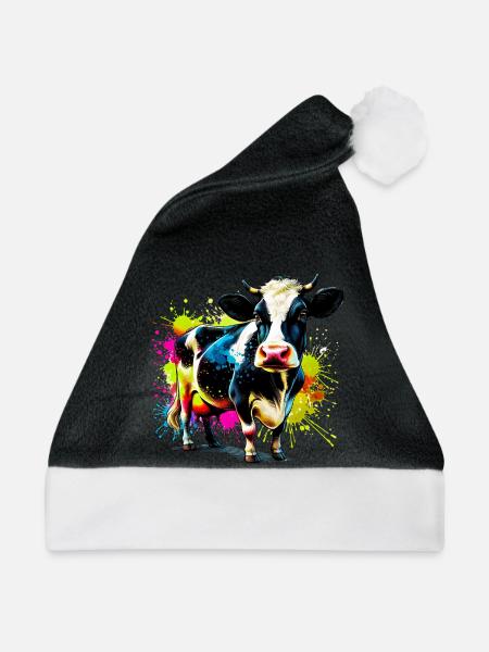 Kuh - Weihnachtsmütze - Schwarz/Weiß