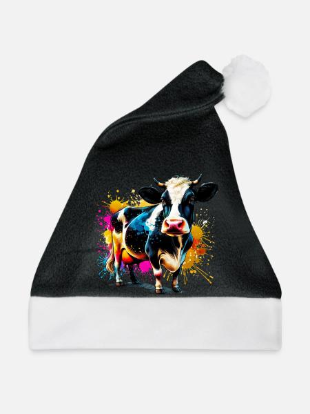 Kuh - Weihnachtsmütze - Schwarz/Weiß