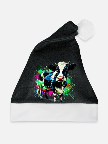 Kuh - Weihnachtsmütze - Schwarz/Weiß