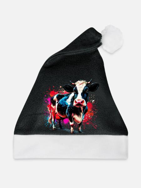 Kuh - Weihnachtsmütze - Schwarz/Weiß