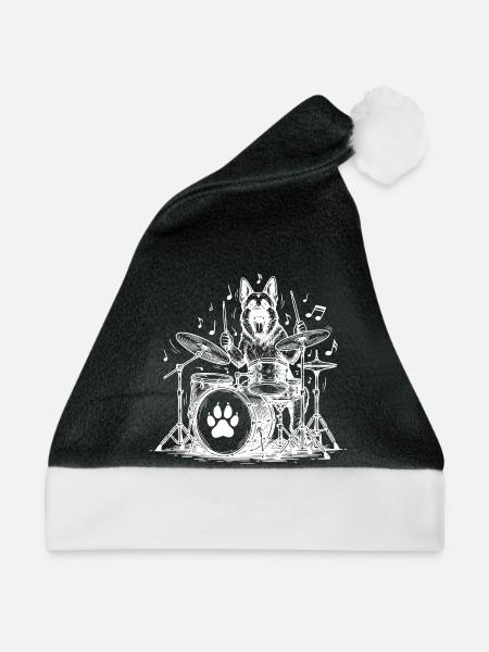 Deutscher Schäferhund Trommler - Weihnachtsmütze - Schwarz/Weiß