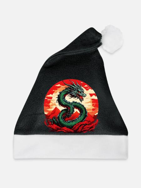Japanischer Drachen - Weihnachtsmütze - Schwarz/Weiß