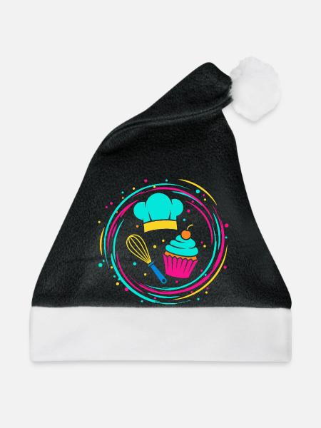 Bäcker - Weihnachtsmütze - Schwarz/Weiß