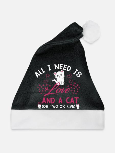 Cat Love - Weihnachtsmütze - Schwarz/Weiß