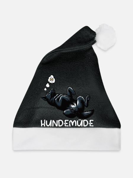 Hundemüde Schwarzer Schäferhund Schäferhundhalter - Weihnachtsmütze - Schwarz/Weiß
