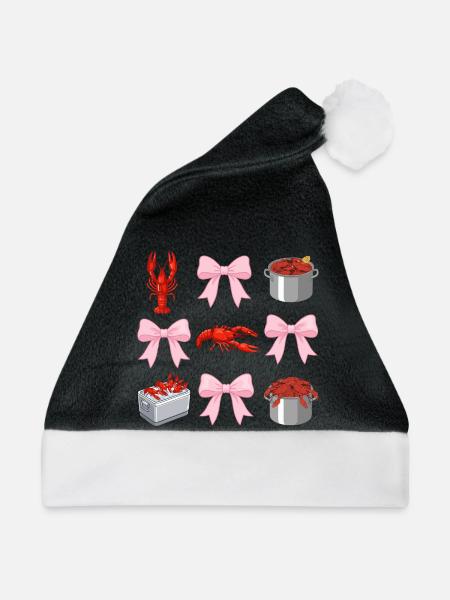 Flusskrebs- und Pink-Schleifen-Coquette-Style - Weihnachtsmütze - Schwarz/Weiß