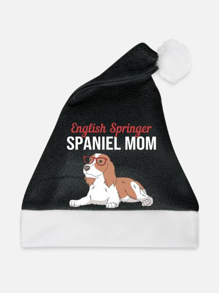 Springer Spaniel Hund - Weihnachtsmütze - Schwarz/Weiß - Vorne