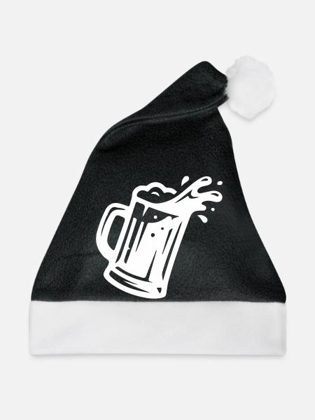 Weizenbier Bierglas Symbol - Weihnachtsmütze - Schwarz/Weiß - Vorne