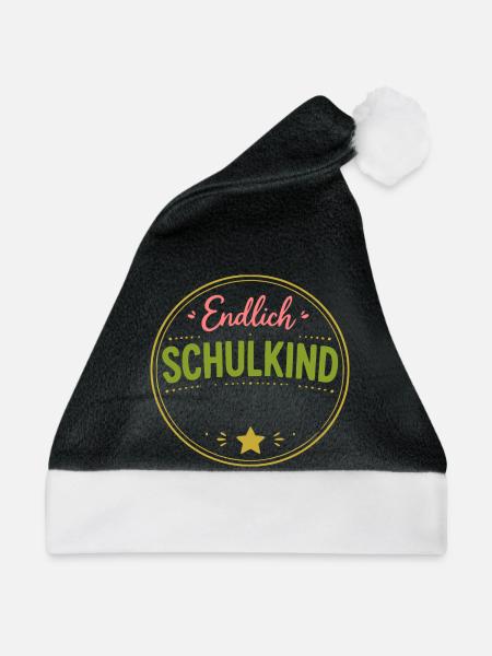 Endlich Schulkind Abzeichen - Weihnachtsmütze - Schwarz/Weiß