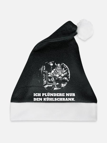Ich plündere nur den Kühlschrank – Wikinger lustig - Weihnachtsmütze - Schwarz/Weiß - Vorne