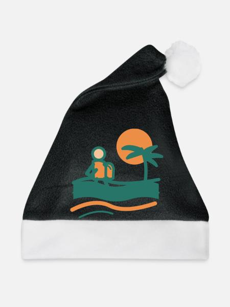 Backpacker am Palmenstrand - Weihnachtsmütze - Schwarz/Weiß