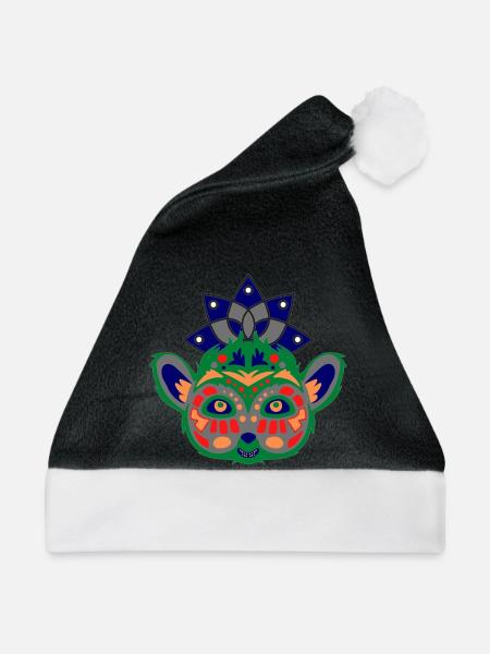 Bunter Lemur - Weihnachtsmütze - Schwarz/Weiß