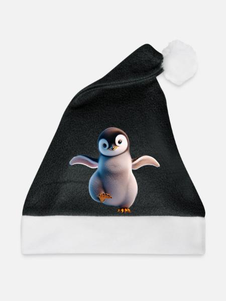 Ein fröhlich tanzender Pinguin - Weihnachtsmütze - Schwarz/Weiß