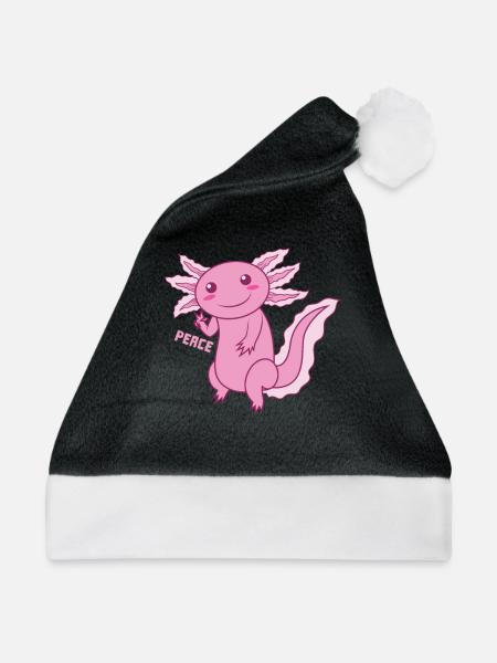 Axolotl "PEACE" - Weihnachtsmütze - Schwarz/Weiß