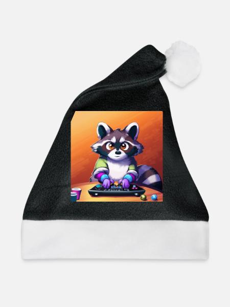 racoon playing computer games - Weihnachtsmütze - Schwarz/Weiß