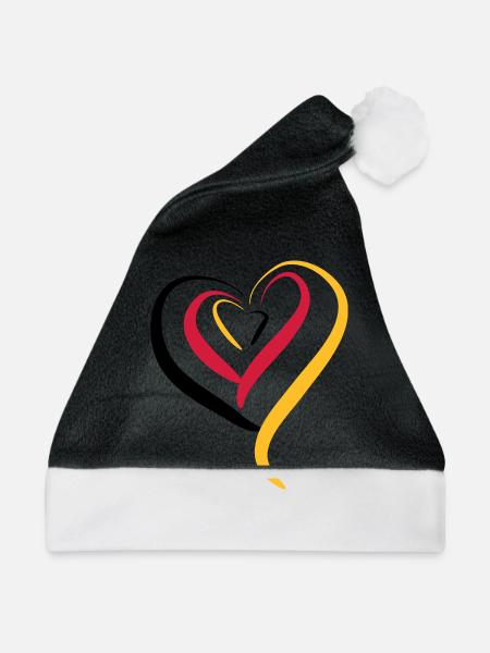 Deutschland Herz - Weihnachtsmütze - Schwarz/Weiß