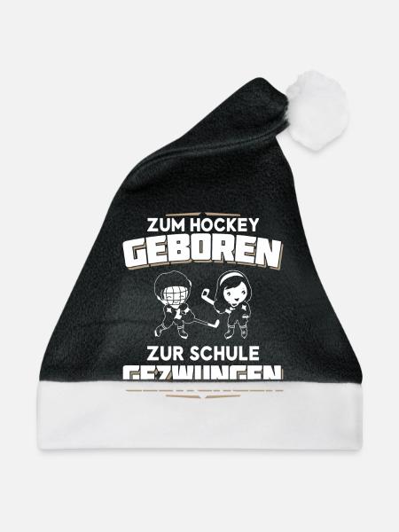Zum Hockey geboren - Zur Schule gezwungen - Weihnachtsmütze - Schwarz/Weiß - Vorne