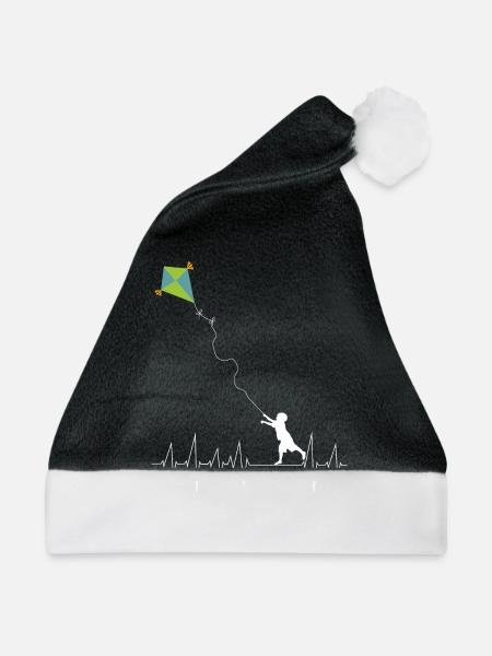 Lenkdrachen Drachen Herzschlag Drachenfliegen - Weihnachtsmütze - Schwarz/Weiß - Vorne