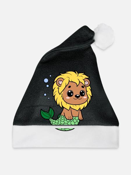 Niedlicher Seelöwe Löwe - Weihnachtsmütze - Schwarz/Weiß