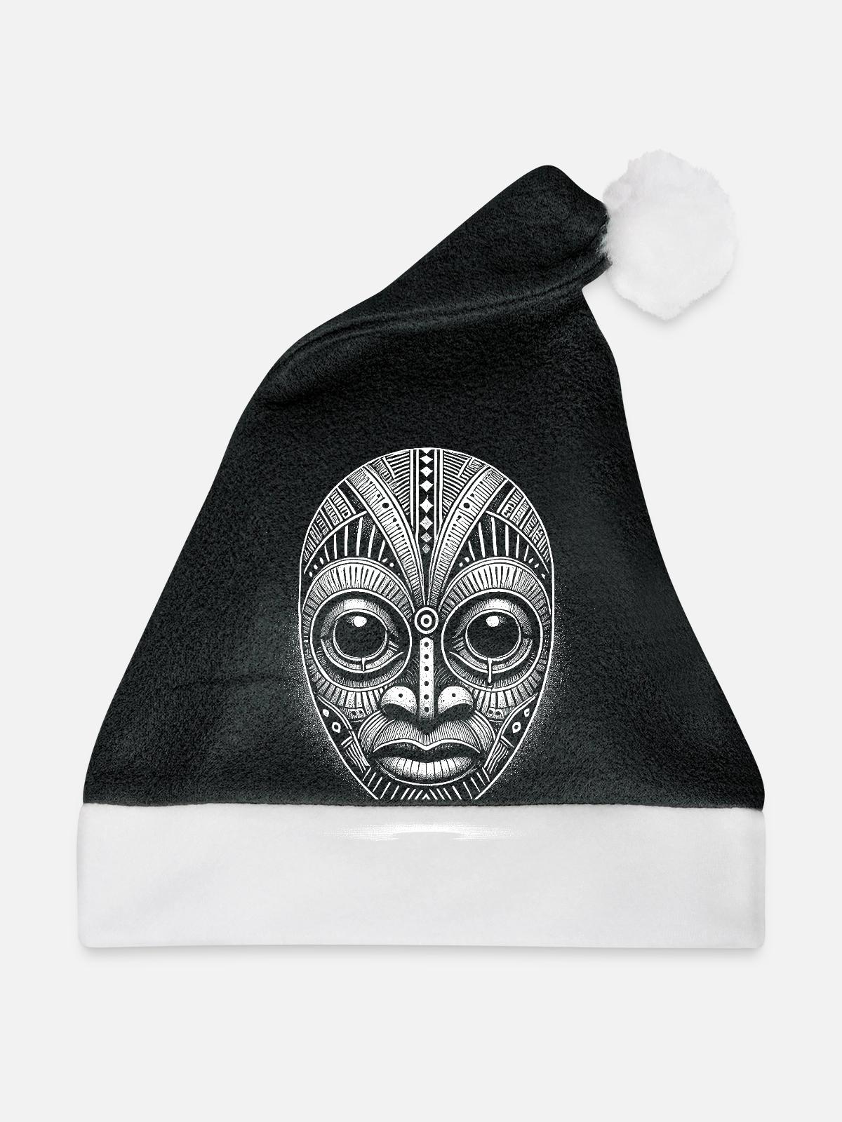 Maske - Weihnachtsmütze - Schwarz/Weiß - Vorne