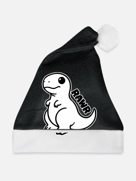 Niedlicher Dinosaurier - T-Rex Rawr Design - Weihnachtsmütze - Schwarz/Weiß - Vorne