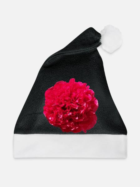 Bluete Pfingstrose rot - Weihnachtsmütze - Schwarz/Weiß