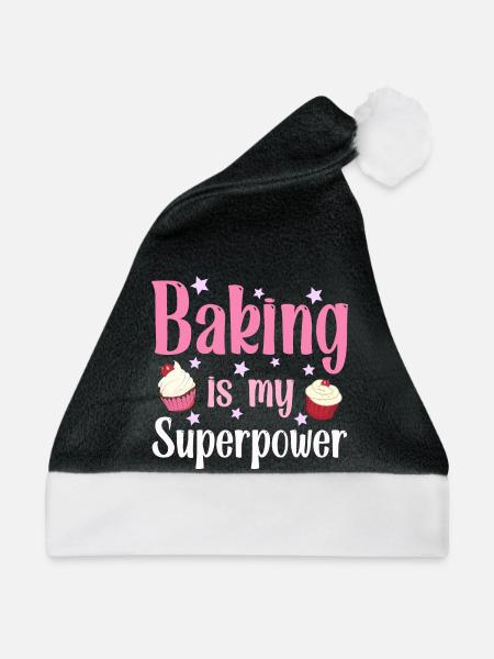 Backen Bäcker Bäckerin - Weihnachtsmütze - Schwarz/Weiß - Vorne