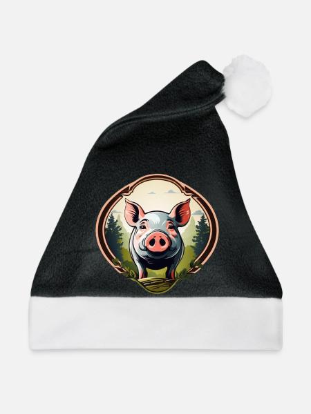 Glücksschwein - Weihnachtsmütze - Schwarz/Weiß