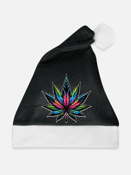 Cannabis Neon psychedelisches Design - Weihnachtsmütze - Schwarz/Weiß